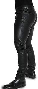 Pantalones de cuero para motocicleta de calle para hombre, cuero de vaca negro para hombre, cuero para motocicleta/moto con deslizadores - Product Image 4