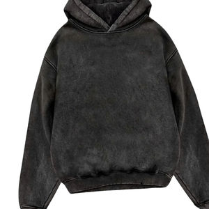 Sudadera con Capucha Extra Grande Color Gris Carbón Lavado, Algodón Grueso, Estilo Casual Urbano para Hombre, Sudadera con Capucha y Bolsillo Tipo Canguro para Invierno - Product Image 2