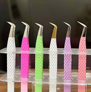 Logo personnalisé Pince à épiler à pointe en fibre Pince à épiler à pointe en fibre diamantée Pince à épiler à pointe en fibre or rose blanc noir - Product Image 2