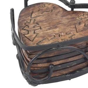 Posavasos en forma de corazón de acabado natural de madera para utensilios de cocina de Hotel, soporte de metal oscuro de nogal, duradero y de larga duración, multiusos - Product Image 1