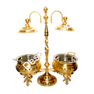 2024 Style Moderne Grand Plat Bol De Service Avec Couvercle De Mariage Décoratif En Laiton De Luxe Chaffing Dish Stand Prix De Gros - Product Image 2