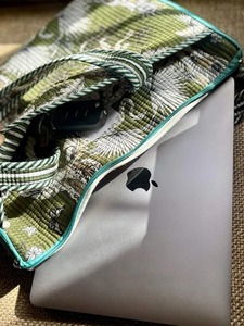 Green 15 Inch Handblock Quilted Cotton <b>Laptop</b> <b>Bag</b> Durable Vintage Business Style with Waterproof Feature for Daily Use Office - Product Image 4