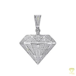 Collier Pendentif Géométrique de Luxe avec Diamant Moissanite et Bijoux en Argent 925 Sertis de Diamants - Product Image 5