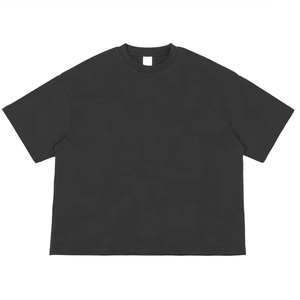 T-shirts baggy de haute qualité pour hommes, polyester/coton, t-shirts décontractés à col rond surdimensionnés, en soie imprimée, motif uni, vente en gros OEM - Product Image 1