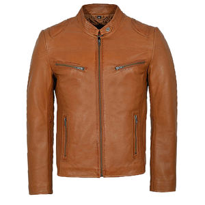 Vestes en cuir de vachette simples de style classique pour hommes à vendre Veste en cuir chaude rembourrée à la mode rétro pour hommes - Product Image 3