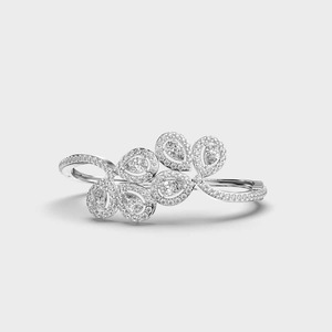 IGI Certified Pear & Round Shape Halo Diamond Floral <b>Bracelet</b> in <b>Solid</b> 925 Sterling <b>Silver</b> - Product Image 1