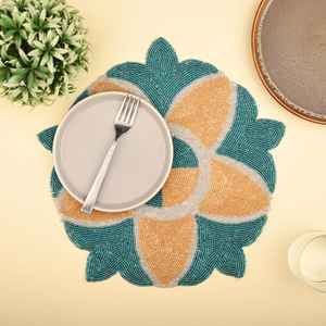 Mantel Individual con cuentas, cargador redondo hecho a mano para comedor de lujo y decoración de vacaciones, pieza única hecha a mano con cuentas, mantel, inauguración de la casa - Product Image 5