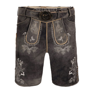 Customized Bavarian Lederhosen <b>Men</b> Cowhide Suede <b>Leather</b> <b>Shorts</b> High Street Authentic Weaving Vintage Decoration Boys' Version - Product Image 1