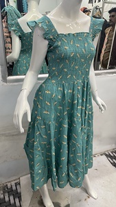 2025 elegante vestido Maxi tejido acampanado para mujer estampado algodón estilo festivo con cordones mangas farol diseño de un solo pecho Natural - Product Image 2