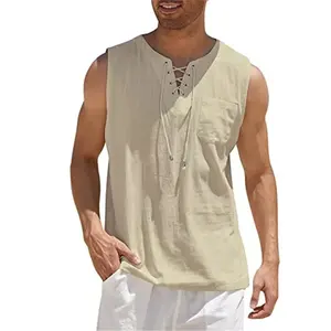 Camiseta sin mangas de calidad superior para hombre, ropa de entrenamiento para hombre, camiseta sin mangas lisa de secado rápido de Color sólido, servicio OEM al por mayor - Product Image 3