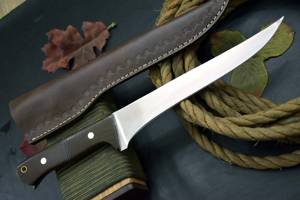 Handmade Fillet <b>Knife</b> D2 Steel Blade Micarta Handle With Leather Sheath Outdoor <b>Knife</b> , <b>Fish</b> Cutting <b>Knife</b> - Product Image 2