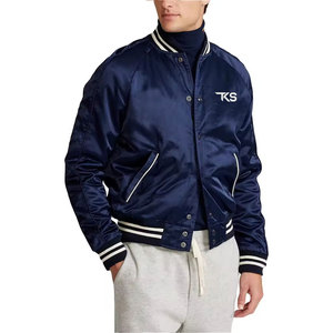 Veste d'hiver universitaire en satin pour hommes avec doublure matelassée et broderie personnalisée pour les équipes Veste universitaire en satin pour hommes - Product Image 5