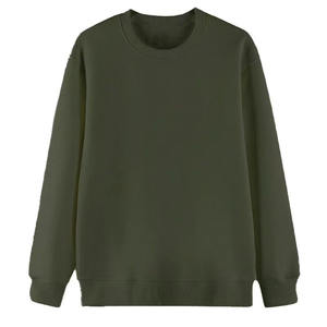 เสื้อสเวตเตอร์ผู้ชายผ้าฝ้ายสีทึบคอกลมทรงหลวมสเวตเชิ้ตแบบมีโครง - Product Image 6