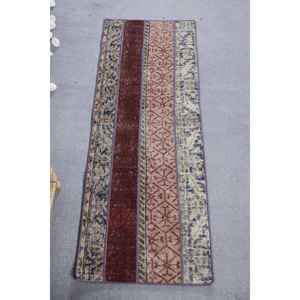 Vintage 1.6x4.3ft Rouge Beige Traditionnel Turc Tapis Classique Grande Surface Laine Latex 10mm Patchwork Rectangle Couloir Design - Product Image 1