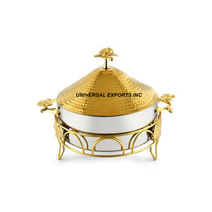 Hotpot de acero inoxidable con acabado dorado, cazuela de vajilla de forma redonda, nuevo calentador de alimentos de Metal más vendido - Product Image 4