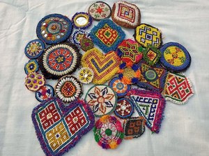 Банджара ИОК афгани нашивка с зеркалом ручная вышивка винтажная Шея банджара иго ручной работы патч травити - Product Image 3