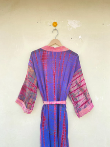 100% กิโมโนผ้าไหมย้อมสีวินเทจทำด้วยมือสไตล์อินเดียขนาดฟรีไซส์สำหรับทุกฤดู-ฤดูร้อนฤดูใบไม้ร่วงและชุดชายหาด - Product Image 2