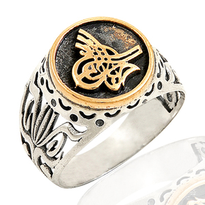แหวนเงินแท้925สำหรับผู้ชาย,แหวนสำหรับคนออตโตมัน Dirilis Ottoman Tugra แบบโบราณของแท้ใหม่ - Product Image 3
