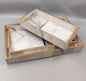 Plateau de service en bois de manguier de haute qualité avec plateau de service imprimé en émail pour Table à manger vaisselle nourriture petit déjeuner pâtes servant - Product Image 3