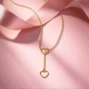 NOVAMART Fine Minimal Linked Heart Pendant Hallmarked Silver Gold Plating Trendy <b>Necklaces</b> for Women Gift <b>Opal</b> Diamond Pearl Mad - Product Image 1