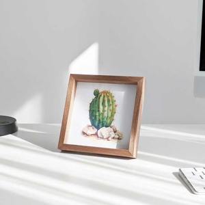 Échantillon gratuit, cadre photo en acrylique de bureau avec logo personnalisé et base en bois - Product Image 1