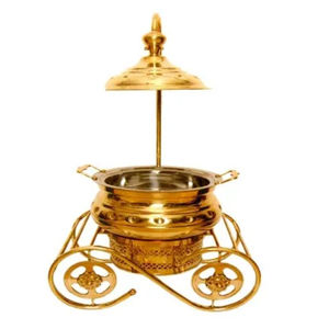 Chauffe-plats de conception classique chauffe-plats forme ronde couleur or vaisselle de serveur de nourriture plat à friction en métal pour l'hôtel et le restaurant - Product Image 2