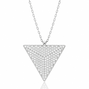Collier en zircon transparent de forme triangulaire, fabrication artisanale turque, argent sterling 925, bijoux à la mode - Product Image 5
