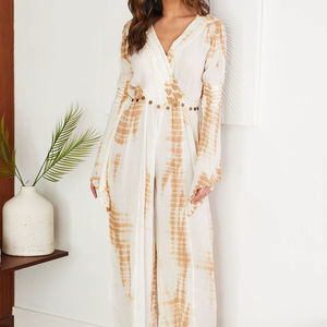 Boho <b>Beige</b> Spaghetti Strap V-neck Midi Waist Sweet Vintage Christmas Breathable Solid Above Knee <b>Jumpsuit</b> - Product Image 1