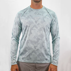 Personalice su diseño sublimación pesca manga larga protección UV secado rápido Upf50 pesca camisa hombre 100% poliéster Color sólido - Product Image 4