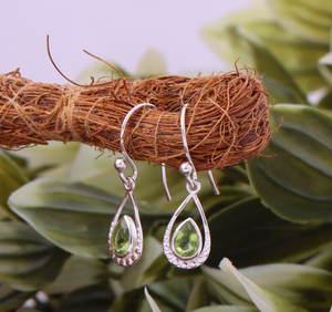 Nueva piedra preciosa facetada peridoto pendiente 925 plata esterlina colgante y gota mujeres pendiente Regalo para mamá esposa joyería al por mayor - Product Image 2