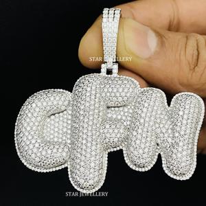 Colgante de burbuja con letra unisex personalizado de oro de 10K chapado en oro con diamantes cultivados en laboratorio, corte brillante redondo, estilo hip-hop - Product Image 6