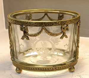 Cuenco de cristal de nuevo diseño con metal con forma ovalada de trabajo en relieve para Decoración de mesa y servicio - Product Image 6