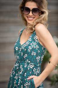 Verano mujer bordado estampado Floral Maxi Vestido Mujer Sexy espalda descubierta cuello en V profundo sin mangas vestido largo elegante señoras vestido de fiesta - Product Image 2