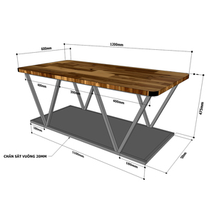 Minisit Modern Two-Tiered <b>Sofa</b> <b>Table</b> 120x60x47cm Durable Mango Wood with Iron Frame Living Room Furniture-TT68153 - Product Image 3