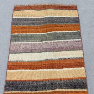 2x10.9 ft Rug, Vintage Turkish Rug, <b>Brown</b> Kilim <b>Wool</b> Rug - Product Image 5