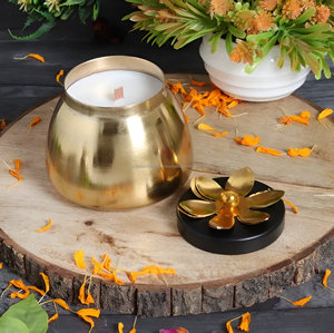 <b>Decorative</b> Hammered Wax Filled Candle <b>Jar</b> with Lid - Product Image 3