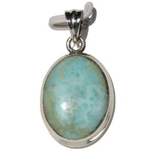 Diseñador elegante 925 Collar con colgante de plata Verde Larimar Oval Cabujón Piedras Naturales Curación Moda Colgantes Encantos - Product Image 5