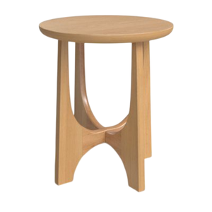 Table d'appoint ronde en bois massif de qualité supérieure avec base sculptée, finition en chêne naturel fantaisie, style table d'appoint, meuble d'appoint pour la maison - Product Image 1