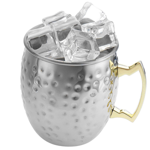 แก้วเบียร์สแตนเลสเก็บความร้อนแก้วกาแฟ500มล. มีด้ามจับทองเหลืองแก้วเบียร์รักษาความร้อนดีไซน์แกะสลัก - Product Image 2