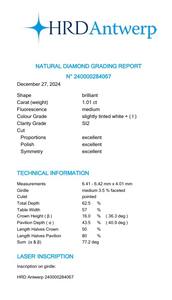 B2B D'Vins Bijoux pour GIA Certifié Diamant Blanc Lâche 1.01 CT Naturel Rond I Couleur FL FLOW Pureté EX Coupe Polie - Product Image 3