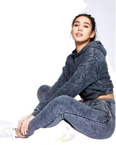 Women's High Quality Cotton Tech Fleece Sportswear Set Oversized Cropped O-neck Sweatshirt with Sweatpants <b>for</b> <b>Winter</b> - Product Image 5