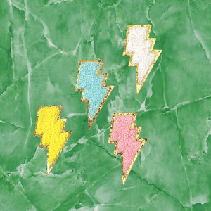 Parche Bordado de Chenilla con Rayo, Hecho a Mano, para Personalizar Sombreros y Ropa - Product Image 1