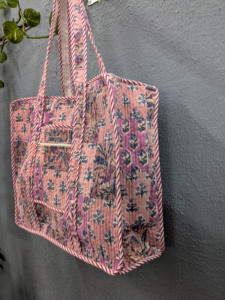 Personnalisé 100% coton sac fourre-tout grand Patchwork matelassé Design bloc impression été hiver voyage marché Shopping cadeau elle - Product Image 4