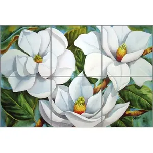 Sarah Hoyle Floral Art Mural RW-SH005 Magnolia Tile Backsplash Accessoire - Product Image 1