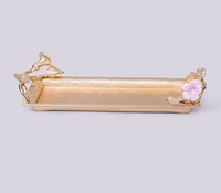 Ensemble de salle de bain en métal finition nickel de luxe, 3 pièces, avec motif de fleurs dorées pour la décoration moderne de la maison