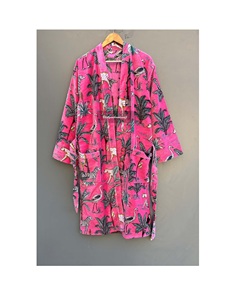 Hot Selling Unisex Autumn Winter Robe Long Gray Velvet Jacket Reversible Animal Full Sleeves Free Size Printed <b>Belt</b> <b>Pocket</b> - Product Image 2