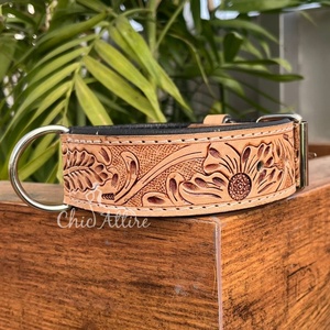 2025 nouveau collier de chien en cuir usiné à la main rembourré respirant de haute qualité réglable Durable colliers pour animaux de compagnie en peau de vache robustes - Product Image 1