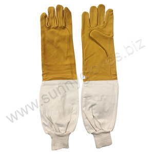 Guantes de lona y piel de oveja dorada para apicultura, protectores de manos de alta calidad para Apicultura - Product Image 2