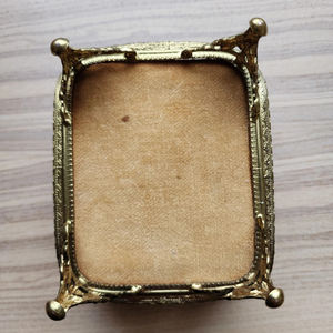 Metal Brass Embossed Design Custom Size Clear <b>Glass</b> Brass Antique Beveled <b>Box</b> In <b>Jewelry</b> Keepsake Accessories Storage Unique <b>Box</b> - Product Image 6