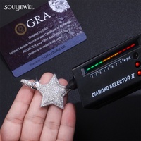 Pendentif en moissanite en forme d'étoile couleur D VVS certifié GRA, en argent sterling S925, bijoux de luxe pour femmes et hommes, style hip-hop, pour les soirées